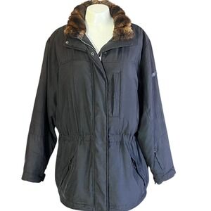 Ralph Lauren Women's Black Faux Fur Trim Parka Jacket Authentic Size‎ M